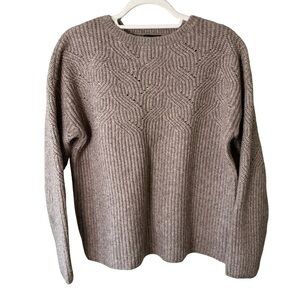 Cynthia Rowley Taupe Knit Textured Sweater Size S Cozy Neutral Minimalist